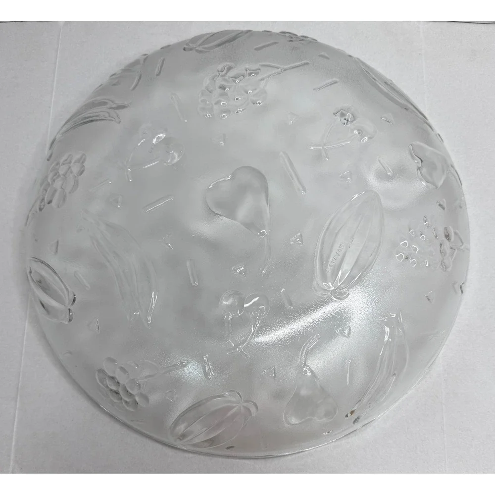 KIG Fruit Platter Large Clear Glass Embossed Grapes Cherries Pears Vintage